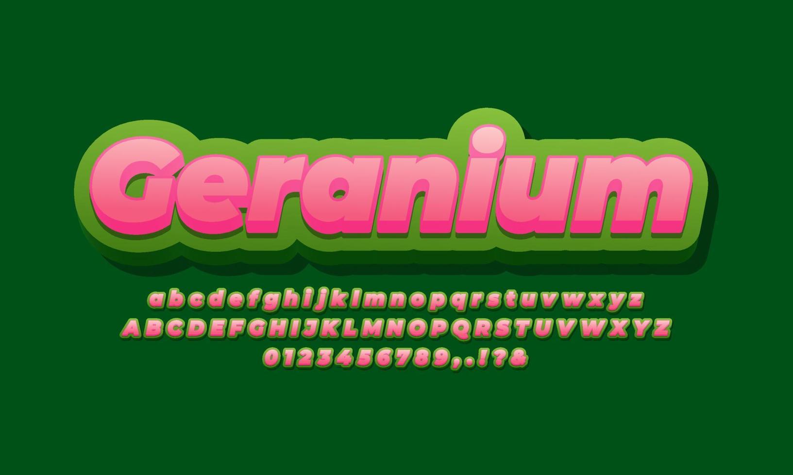 geranium flower text effect design vector template
