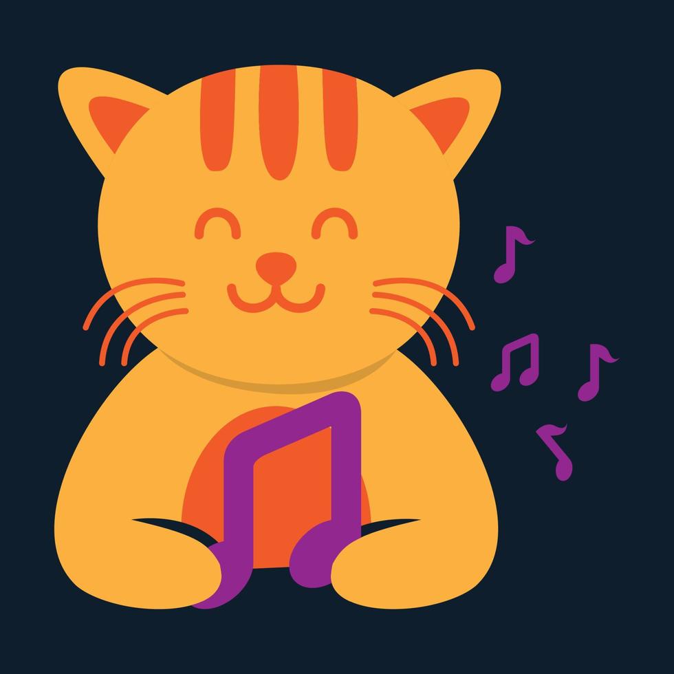 animales mascotas gato gatito gatito con notas música lindo logo vector icono diseño