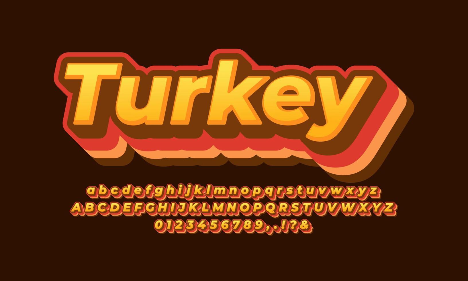 turkey bird text effect design vector