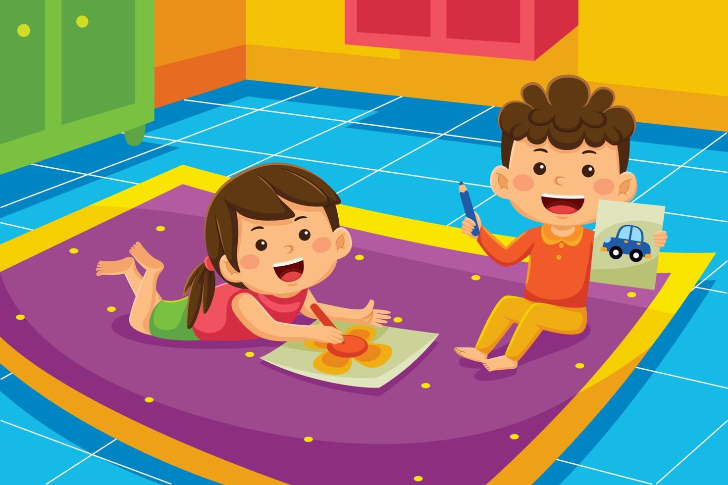 Indoor Activity Cartoon Vector in Flat Design Style