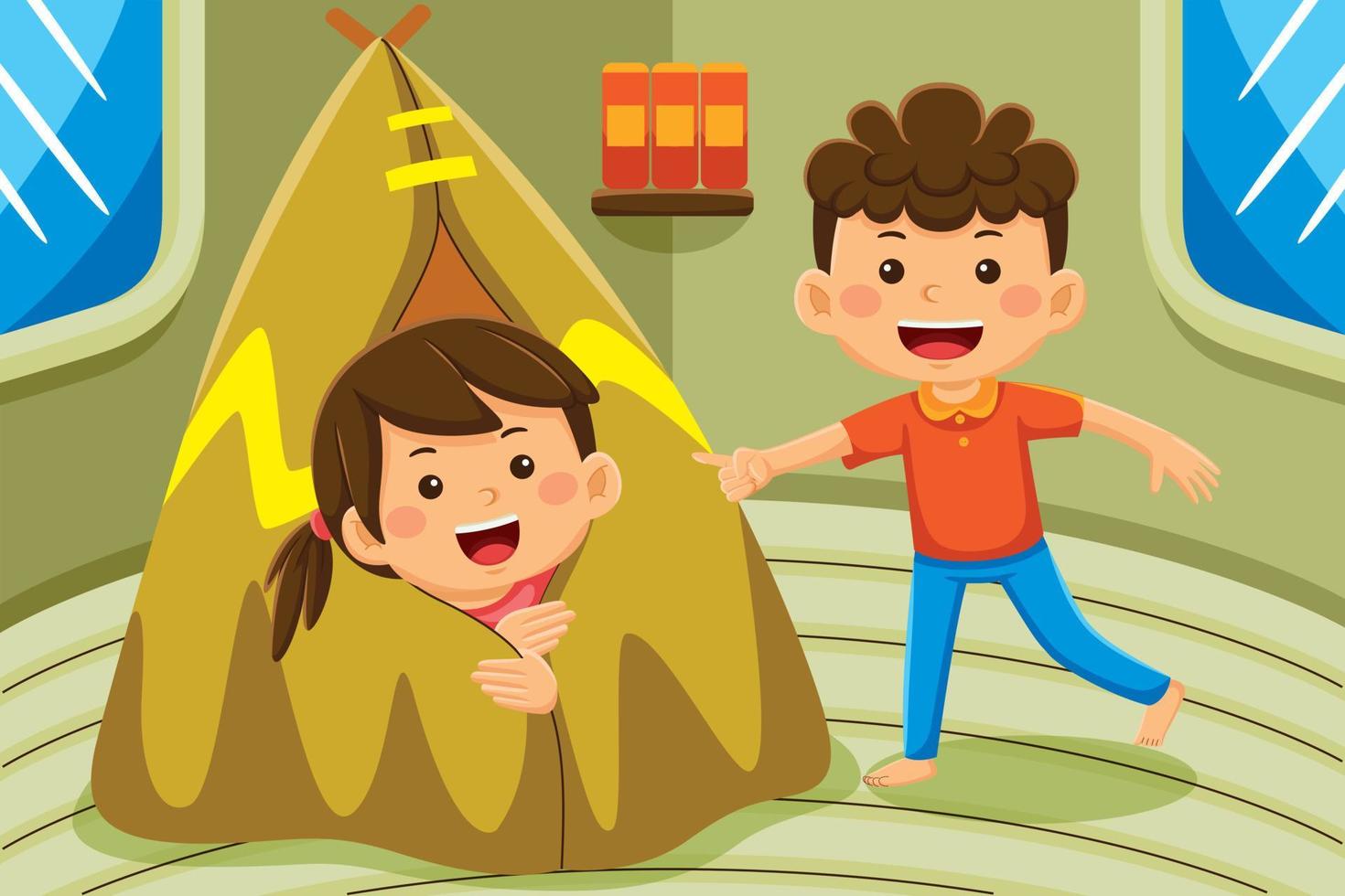 Indoor Activity Cartoon Vector in Flat Design Style