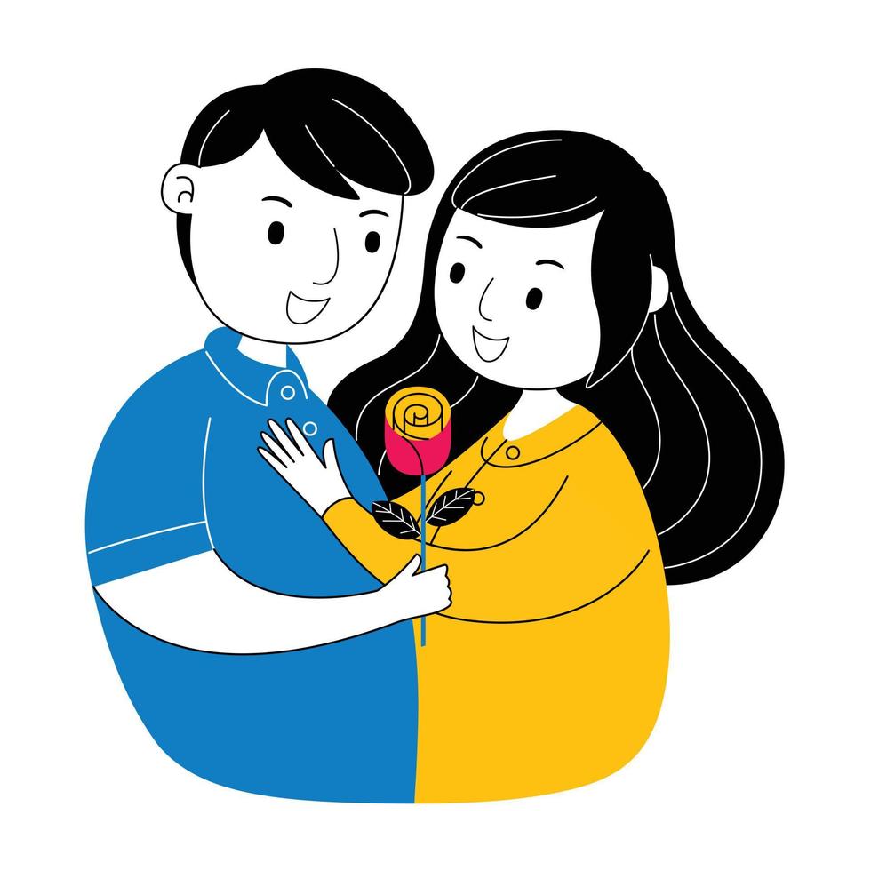 Couple Flat Valentines Day Illustration vector