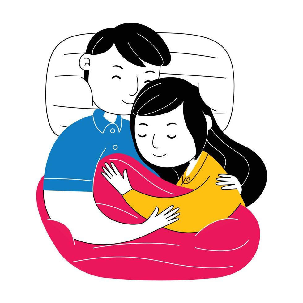 Couple Flat Valentines Day Illustration vector