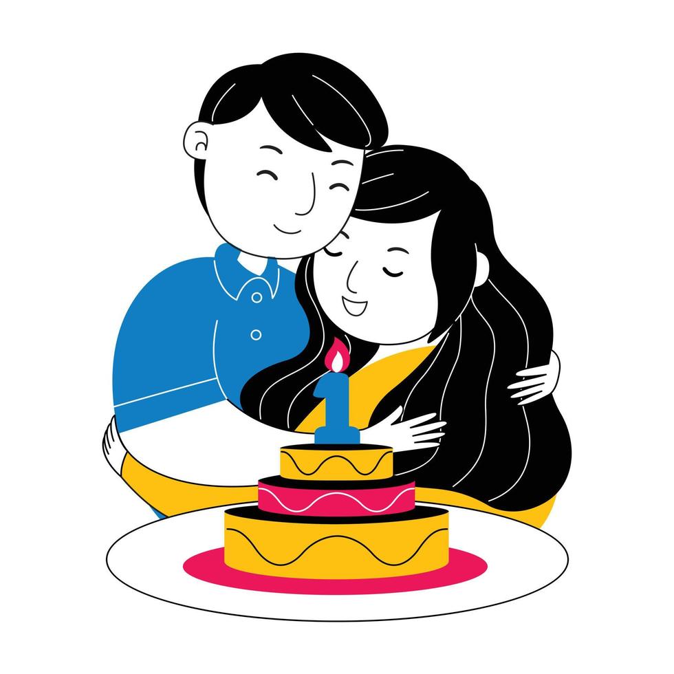 Couple Flat Valentines Day Illustration vector