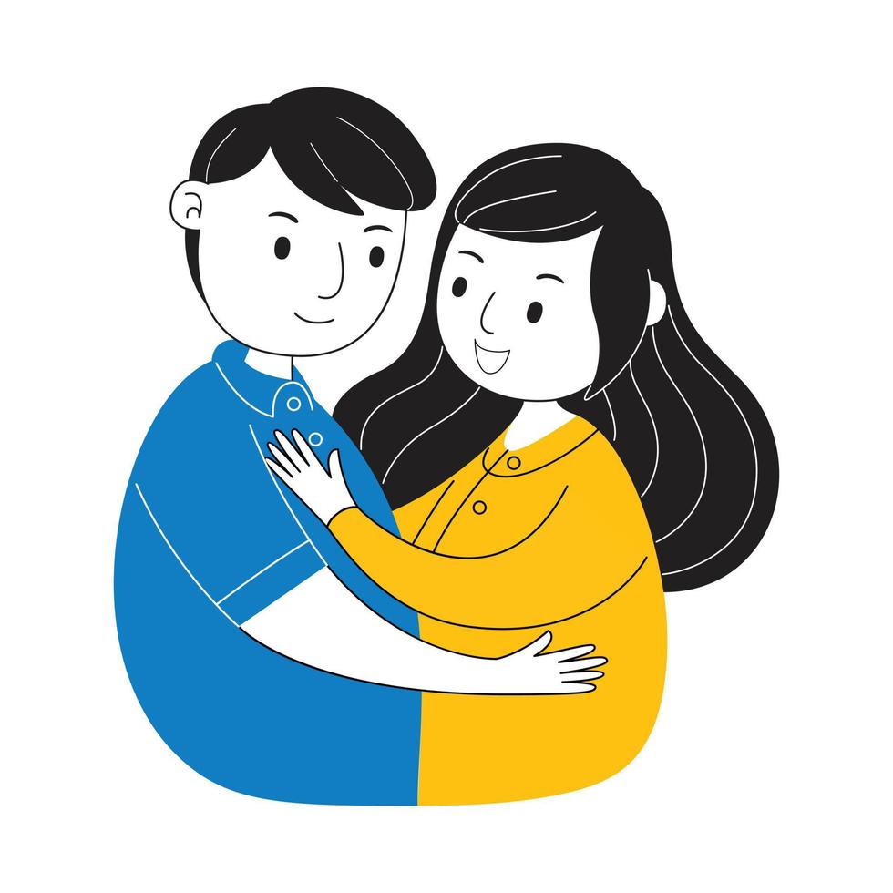 Couple Flat Valentines Day Illustration vector