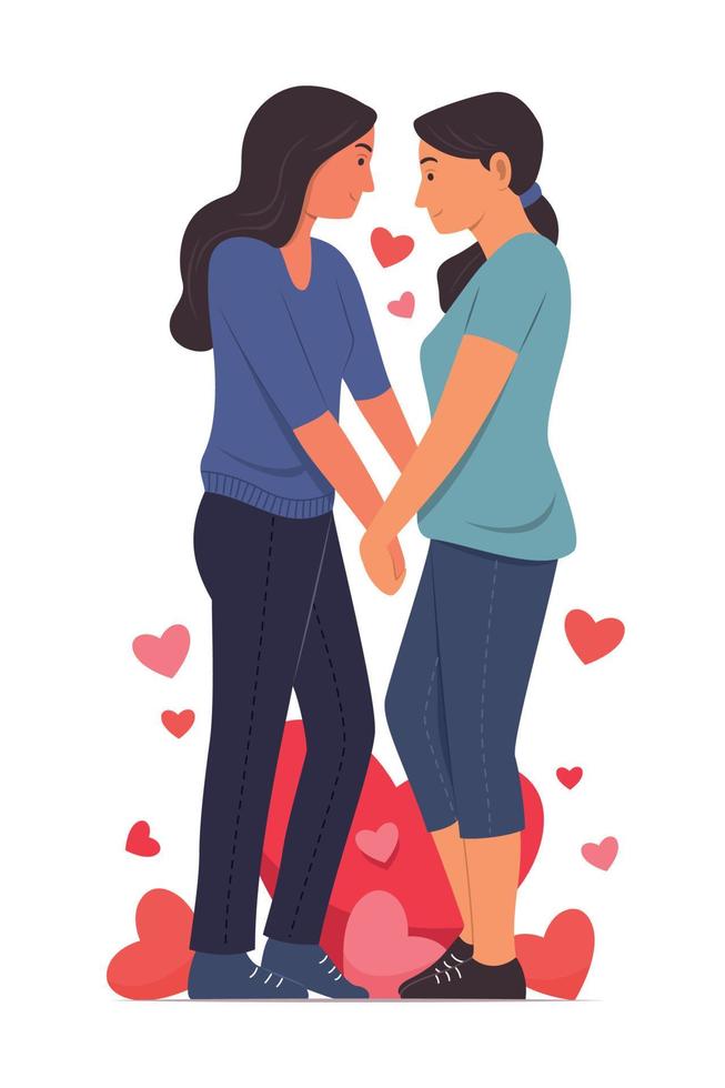 pareja lesbiana enamorada. vector