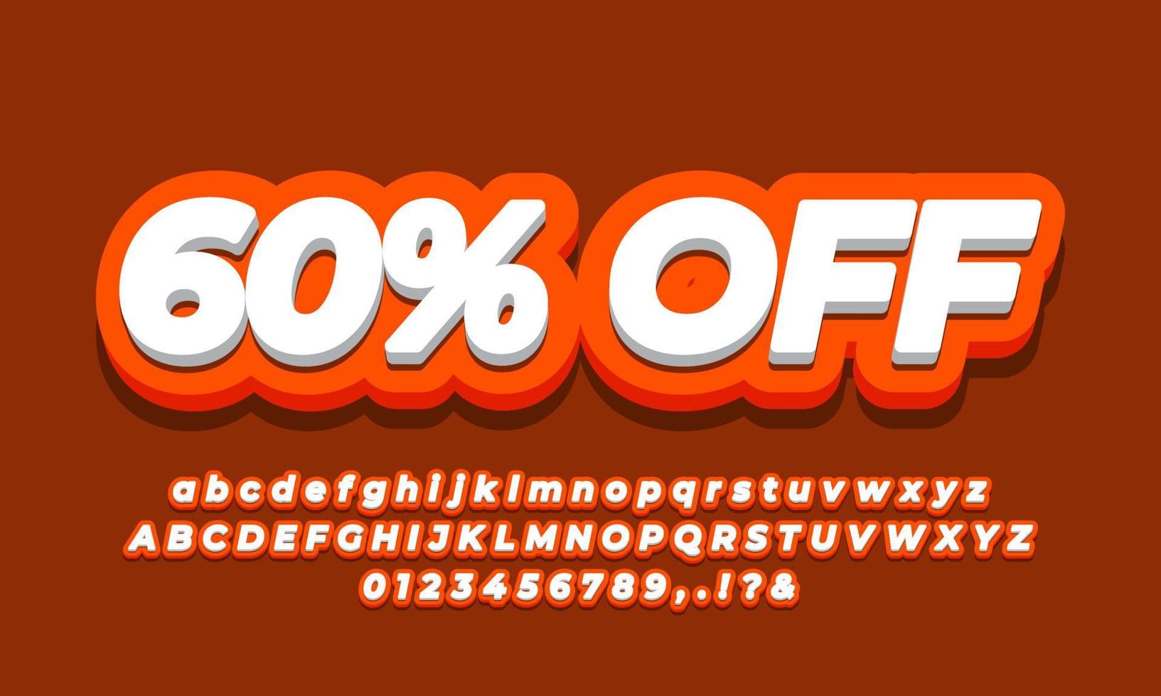 60 percent off sale discount promotion  3d  orange template vector
