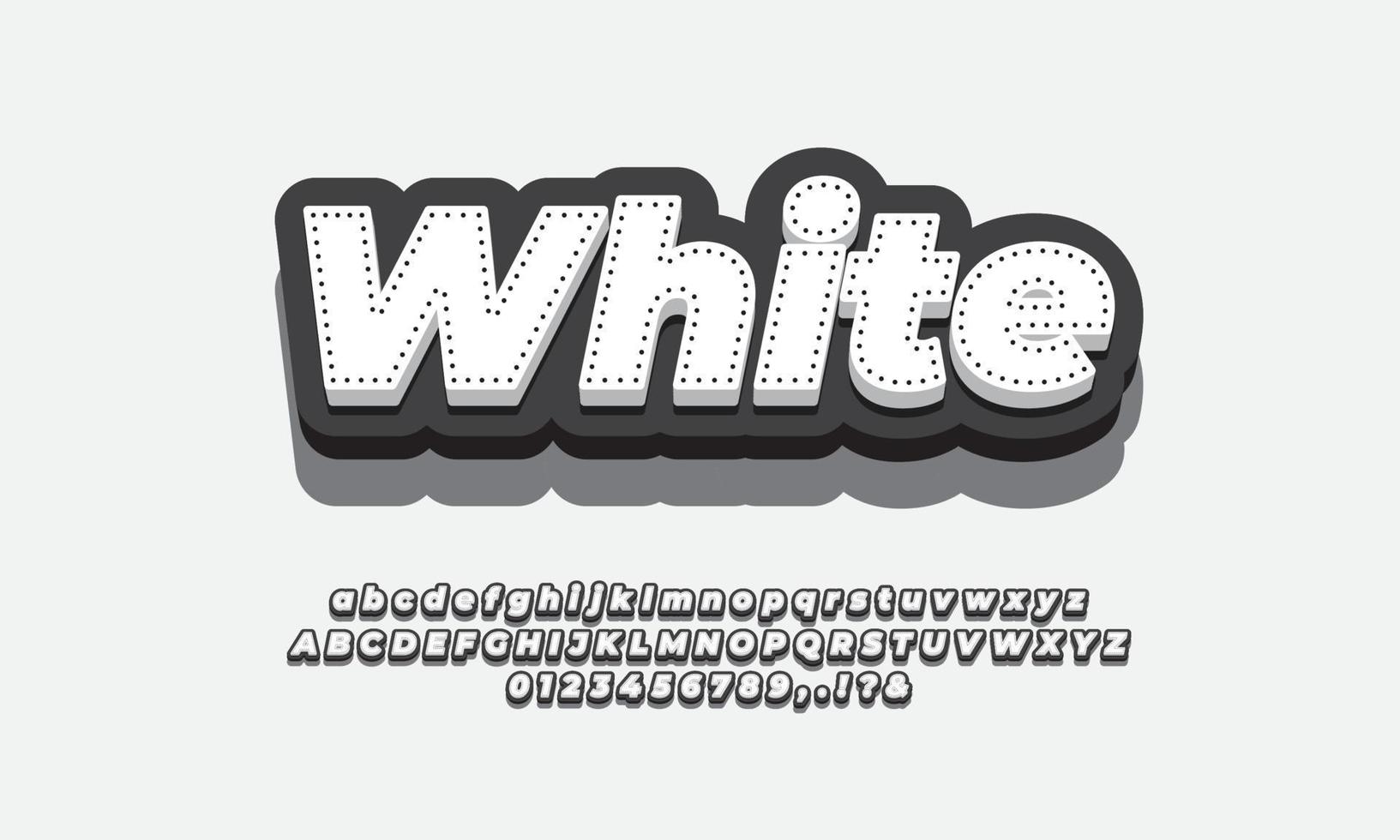 modern 3d white black strip line font effect or text effect vector