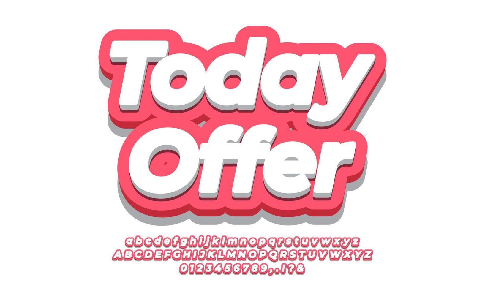 Today Offer sale discount promotion text 3d template vector