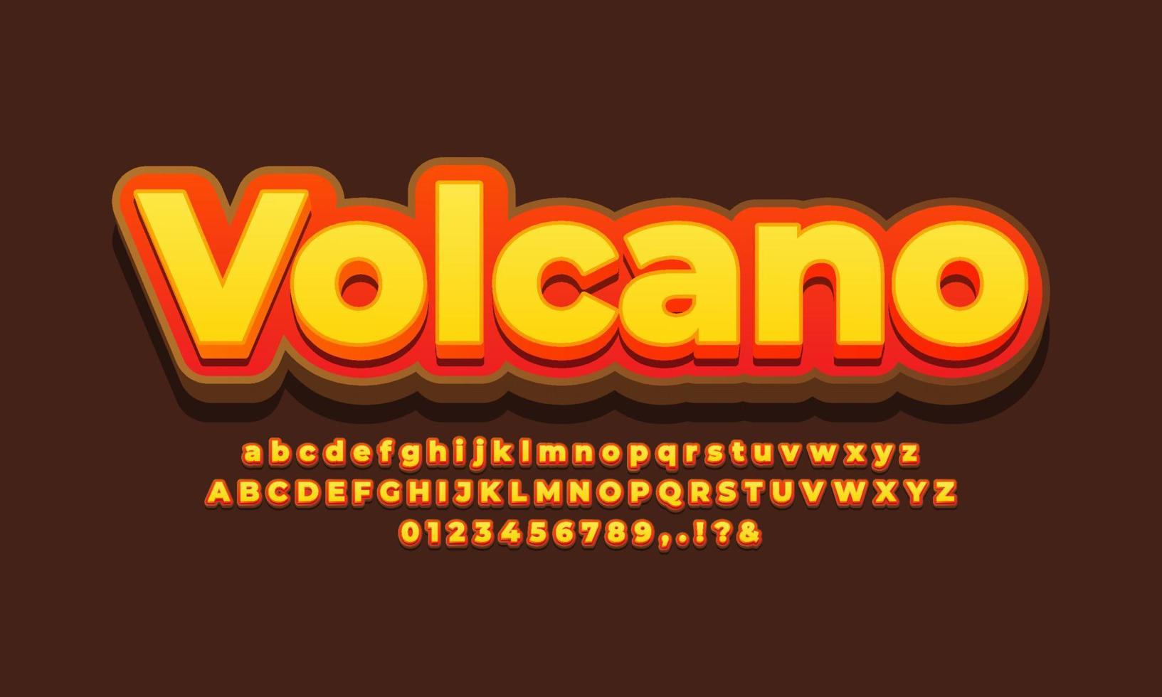 volcano mountain text effect design vector