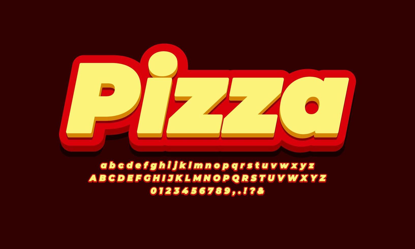 diseño de efecto de texto de comida de pizza vector