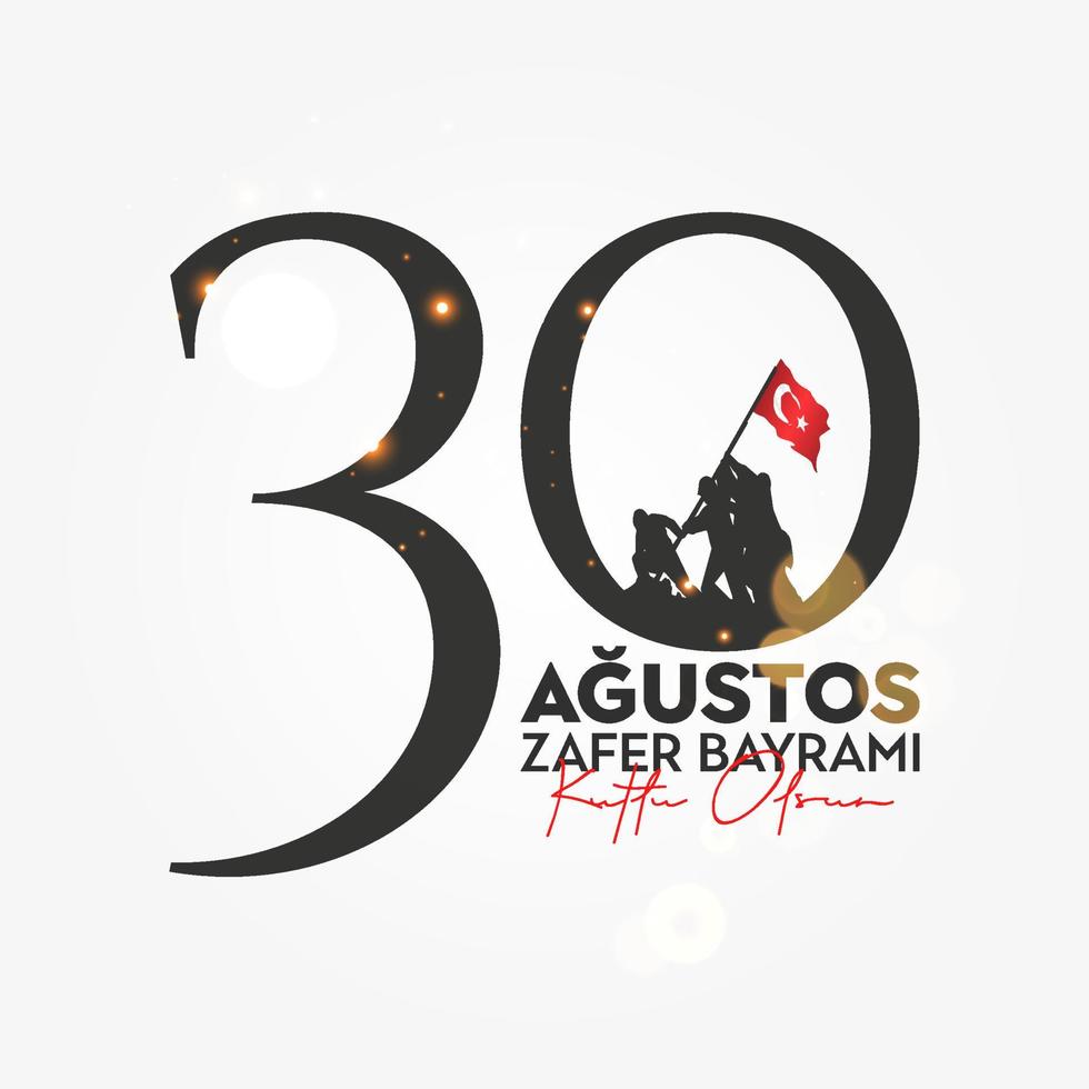 30 agustos zafer bayrami kutlu olsun. 30 de agosto celebración de la victoria y el día nacional en turquía. vector