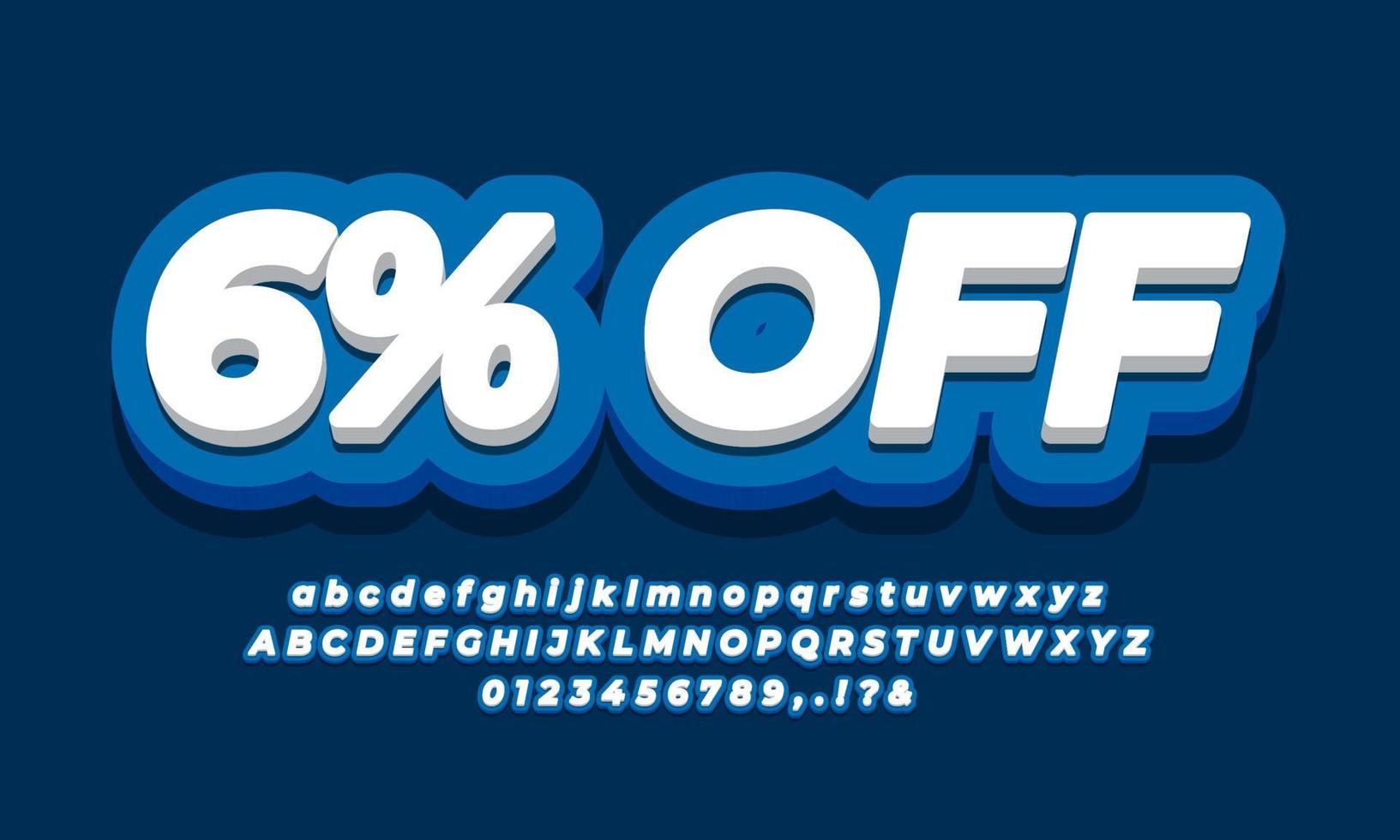 6 percent off sale discount promotion text 3d modern blue vector