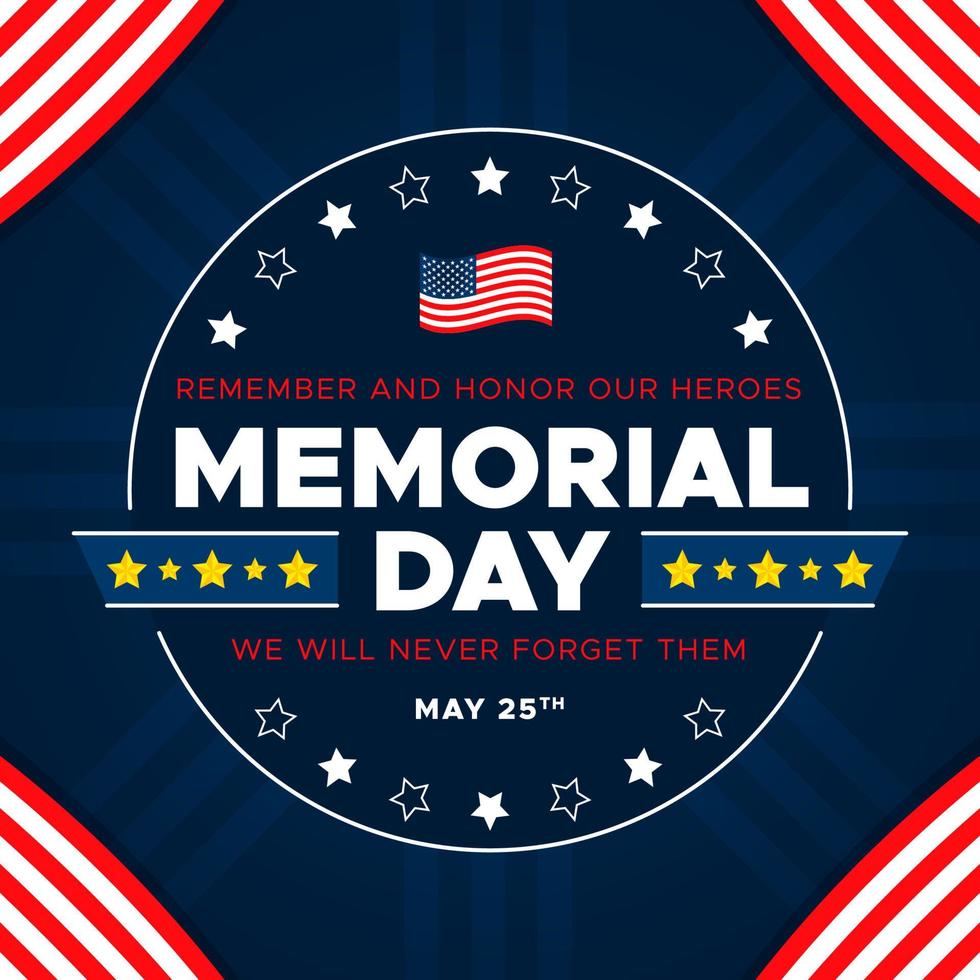 Memorial Day USA. Remember and Honor. Federal holiday in the United States. Eps10 vector illustration.
