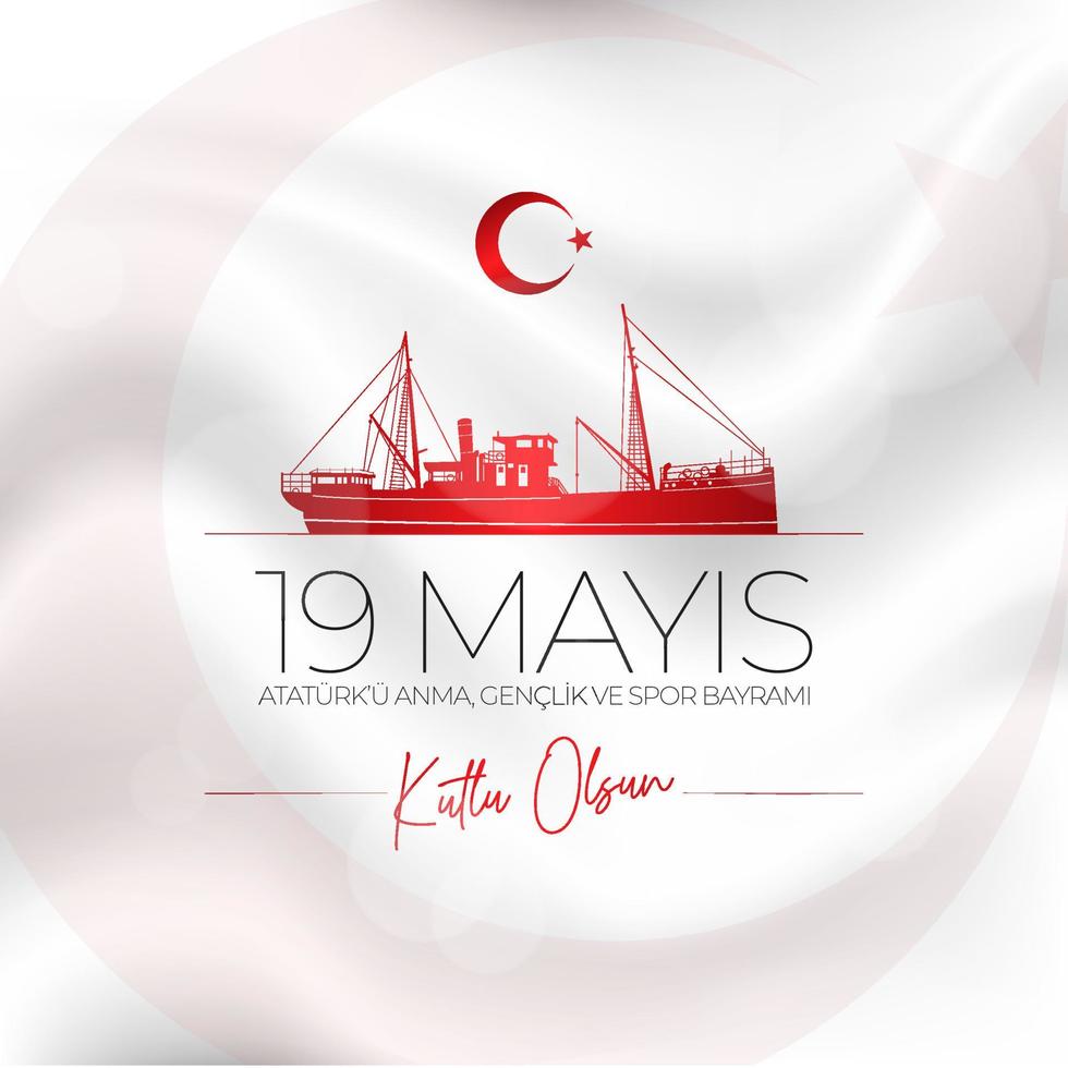 19 mayis ataturk'u anma, genclik ve spor bayrami. 19 de mayo conmemoración de ataturk, día de la juventud y el deporte. vector