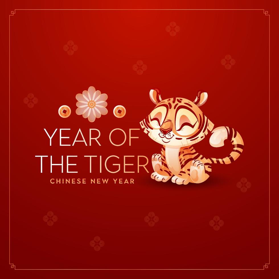 Chinese new year 2022. Year of the tiger. Happy year of the tiger in China. vector