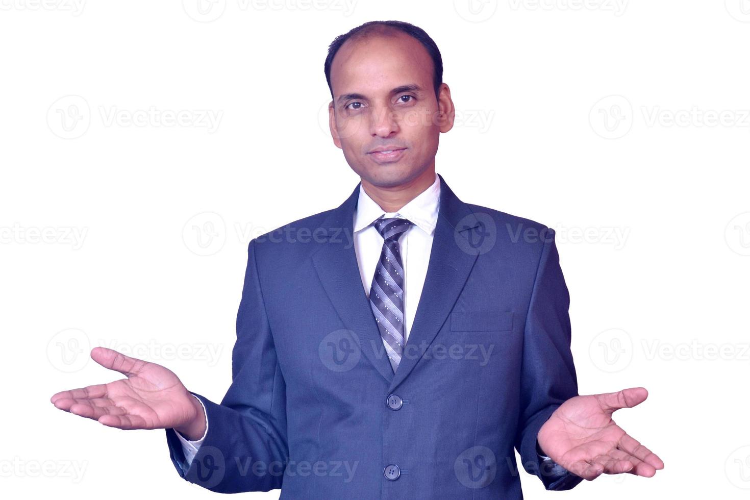 Indian young business men standing saying something image photo