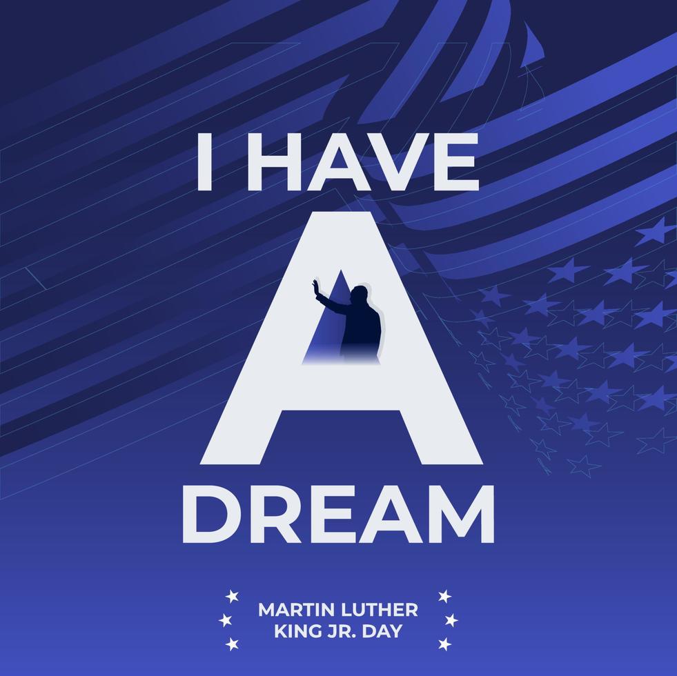 Martin Luther King Jr. Day design with US flag background. Happy MLK day. I have a dream. vector