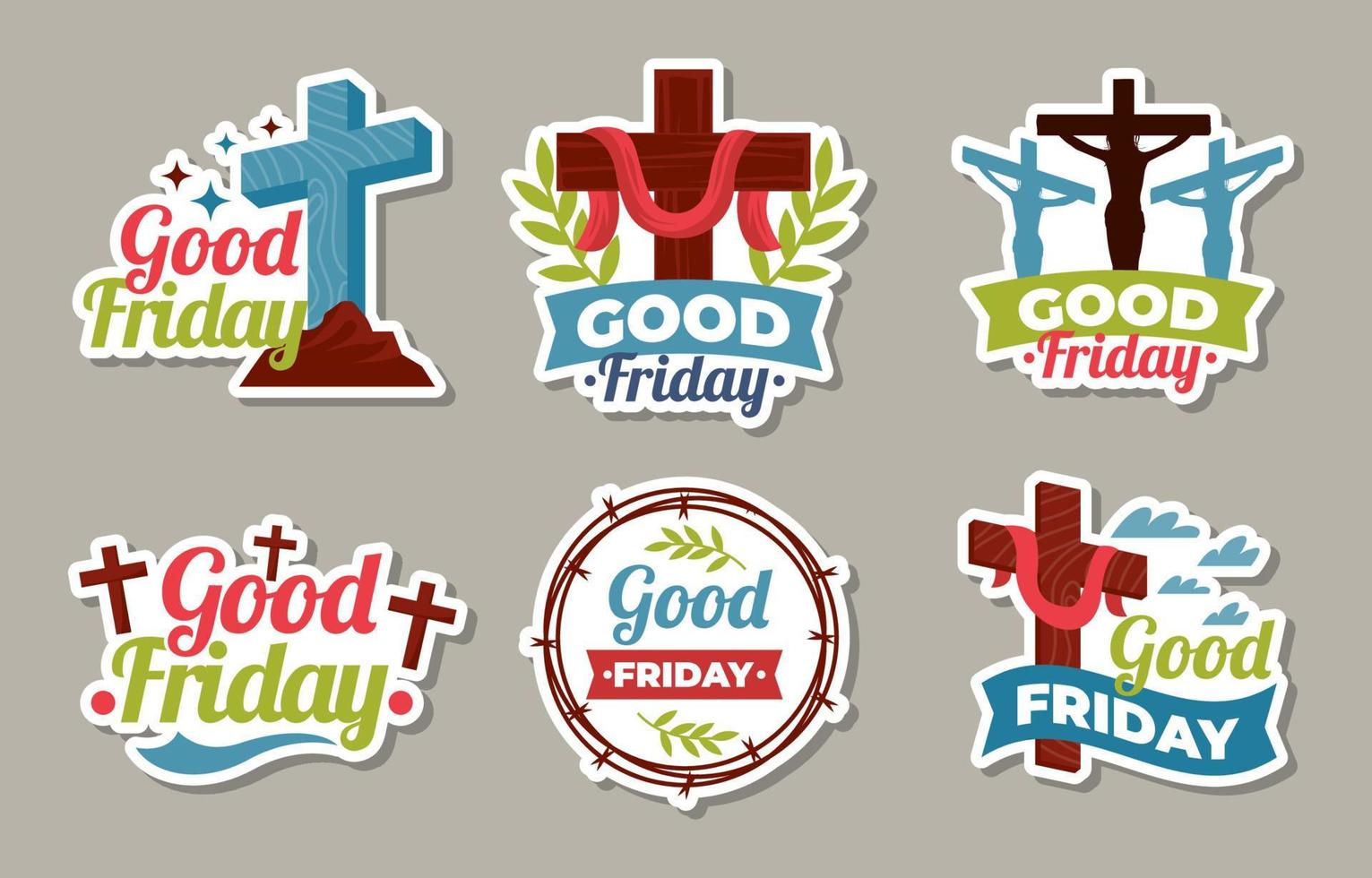 Good Friday Sticker Set vector