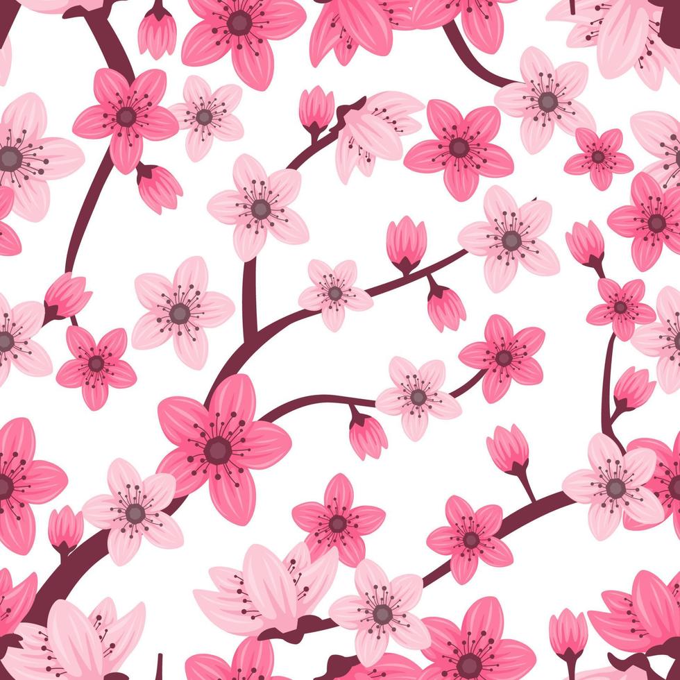 patrón sin costuras de flor de cerezo vector