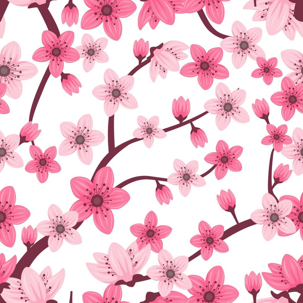 Cherry Blossom Seamless Pattern vector