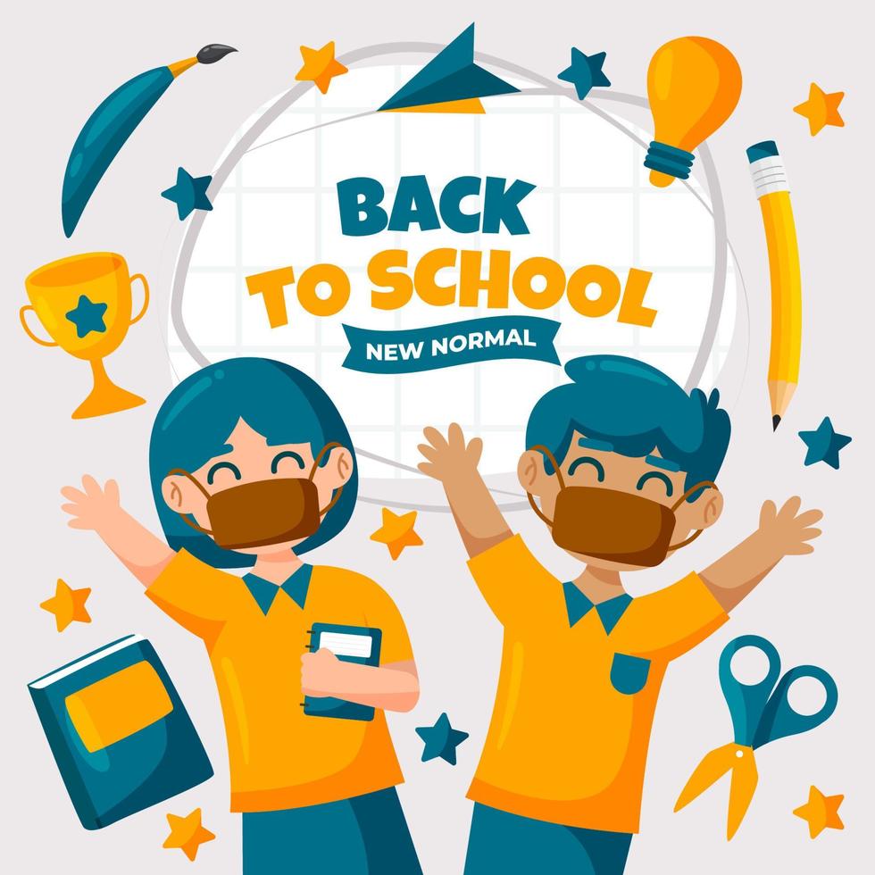 Back to School in New Normal Concept vector