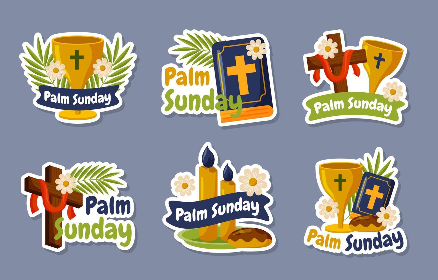 Palm Sunday Sticker Set vector