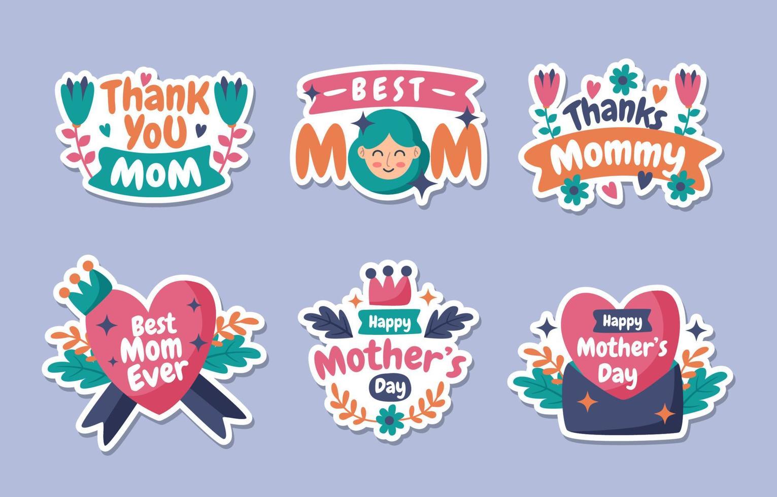 Mothers Day Sticker Collection vector