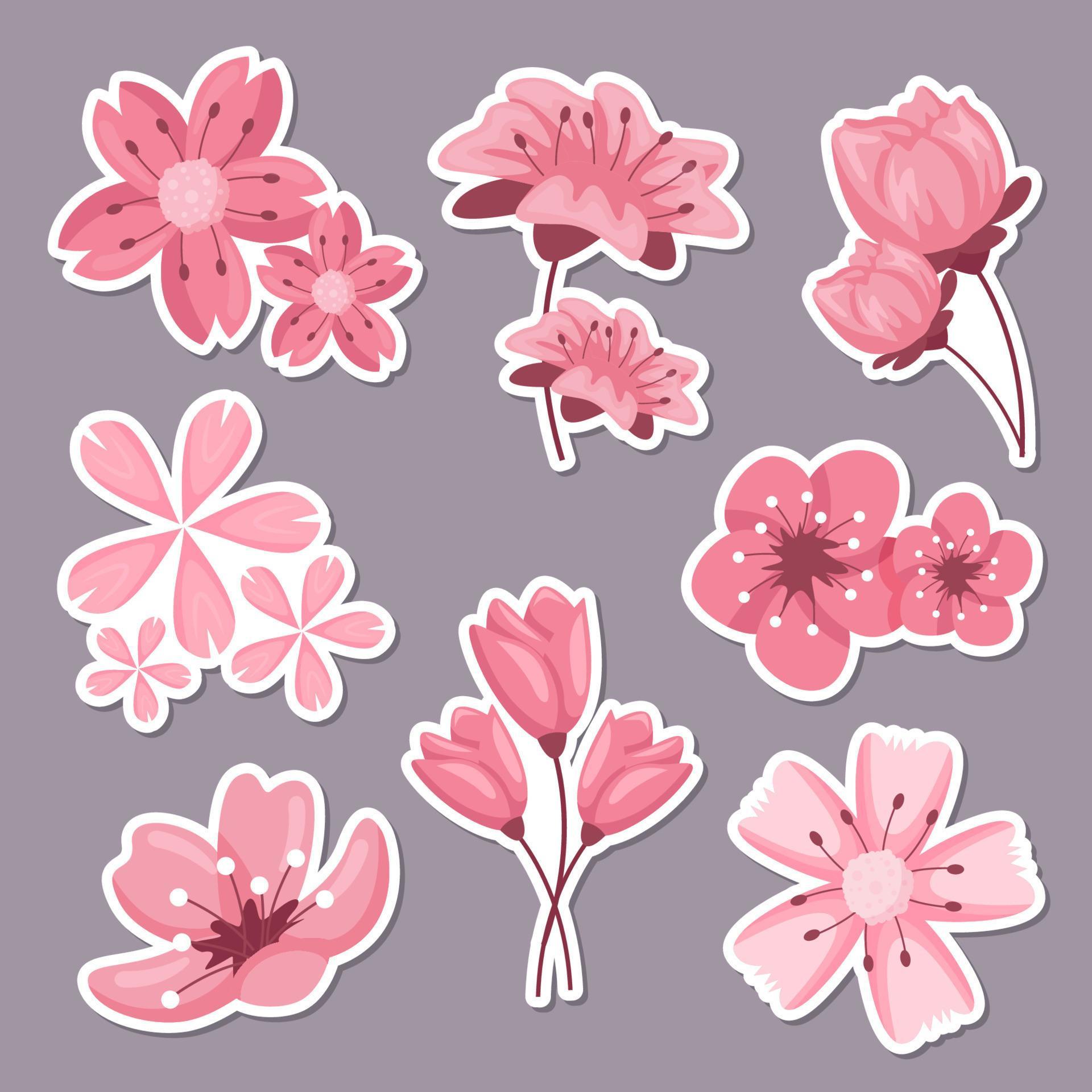Cherry Blossom Sticker 5223907 Vector Art at Vecteezy