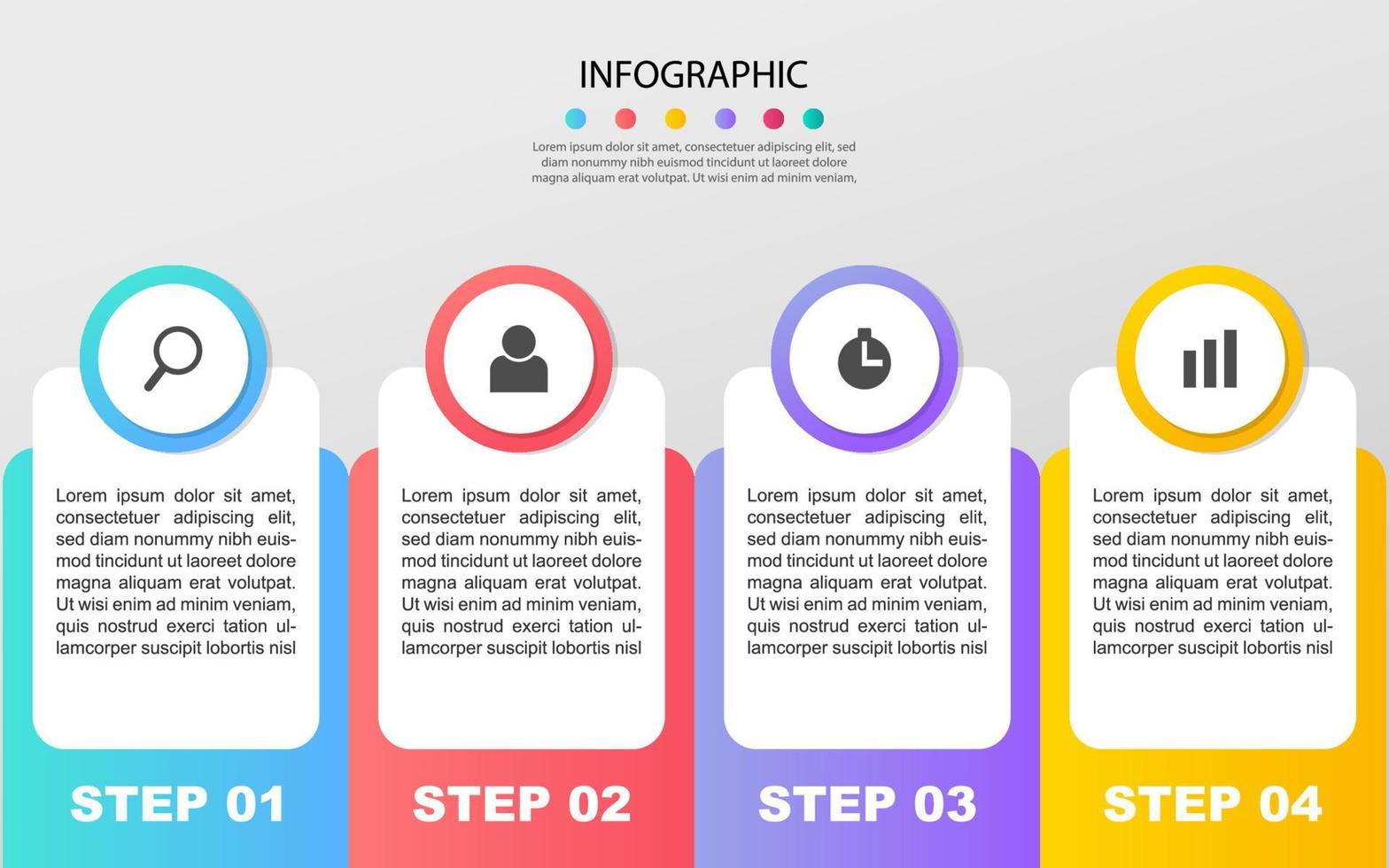 Business infographic design template with 4 options, steps or processes. Can be used for workflow layout, diagram, annual report, web design vector