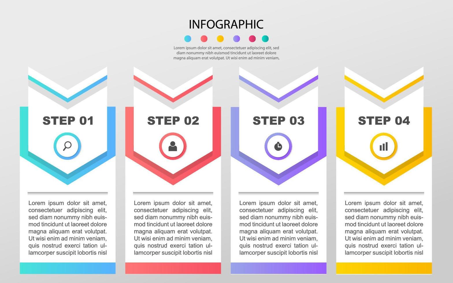 Business infographic design template with 4 options, steps or processes. Can be used for workflow layout, diagram, annual report, web design vector