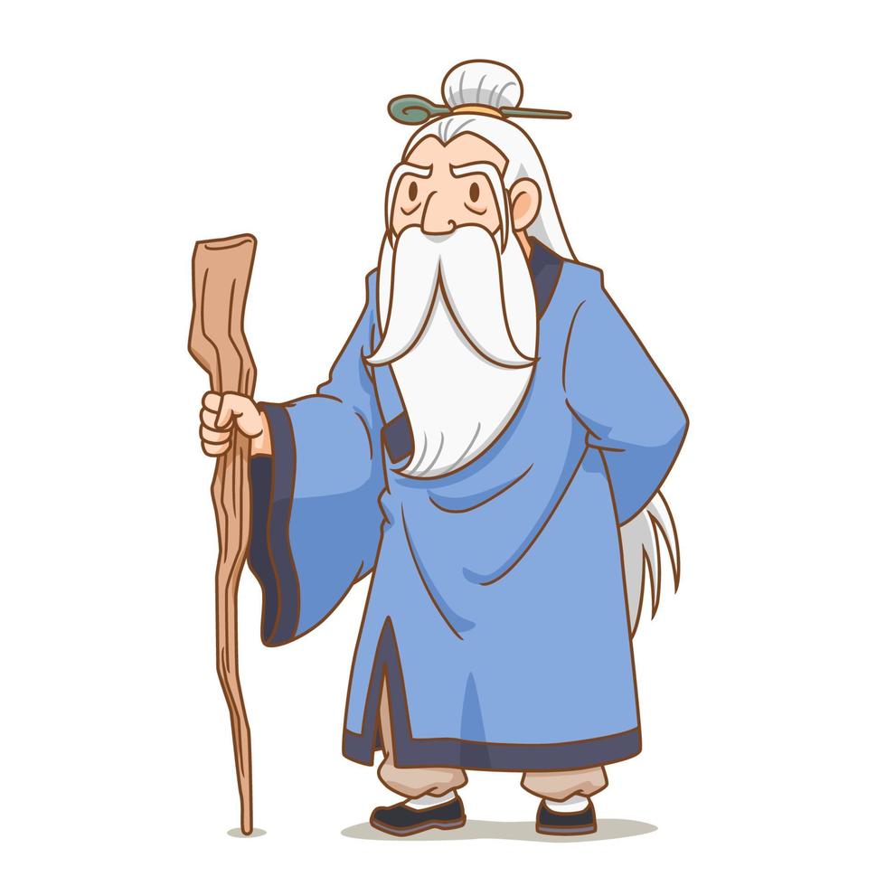 Cartoon character of Ancient Chinese grandmaster. vector