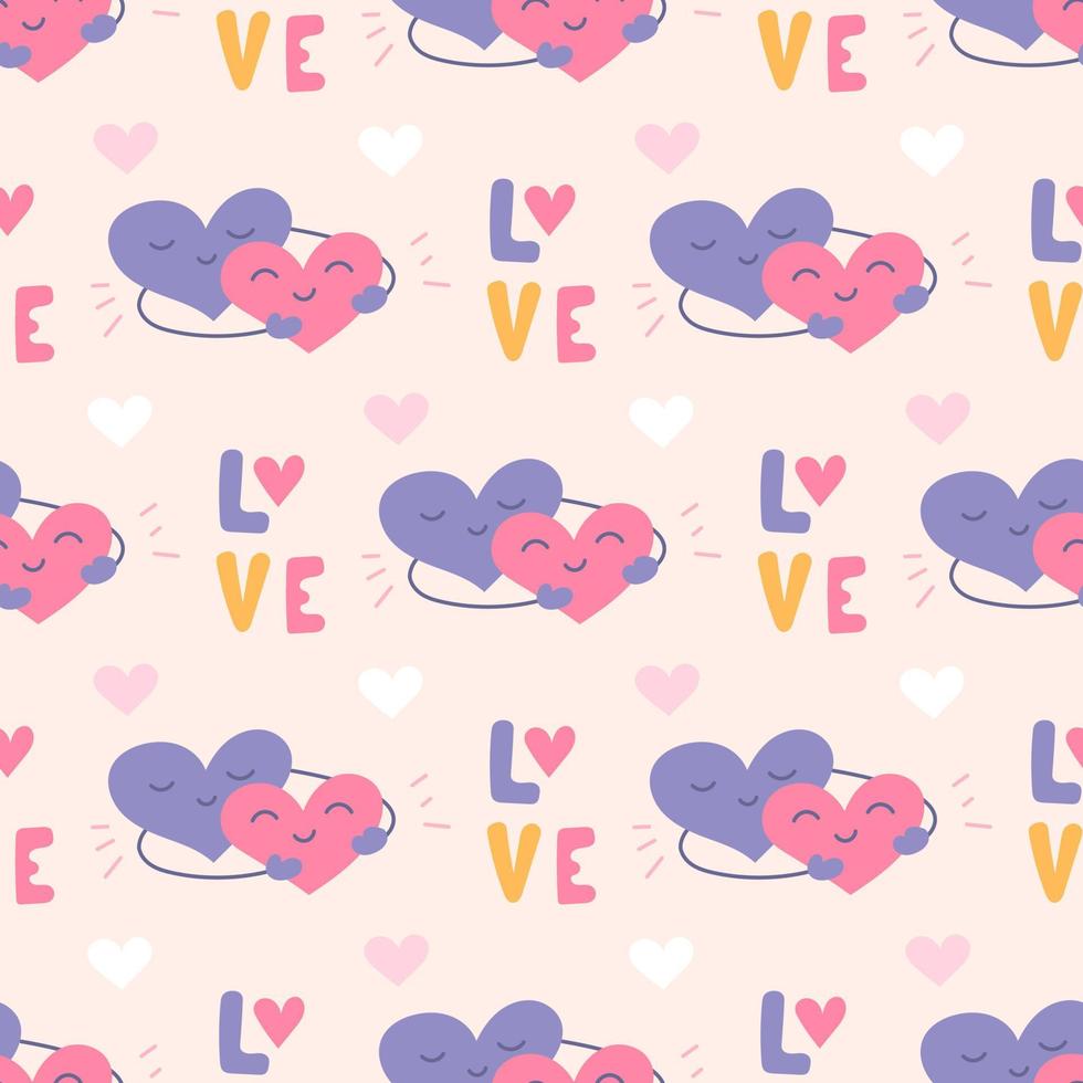 Heart in an embrace, love, vector seamless pattern for Valentines Day