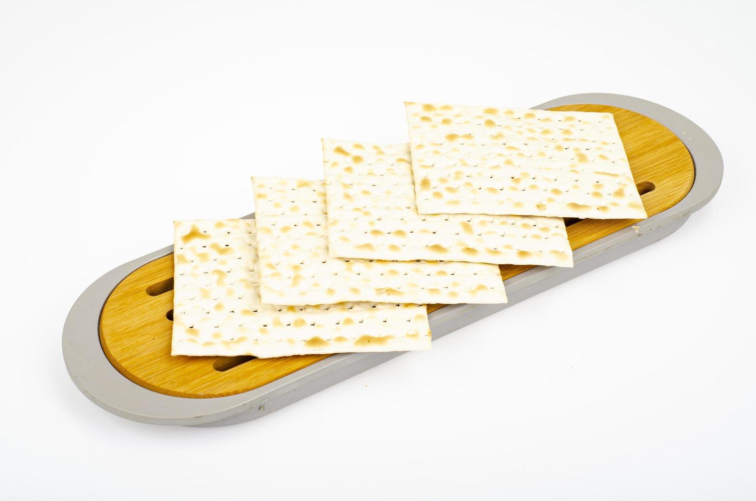 Traditional Jewish kosher matzo. Pesah celebration concept. Studio Photo