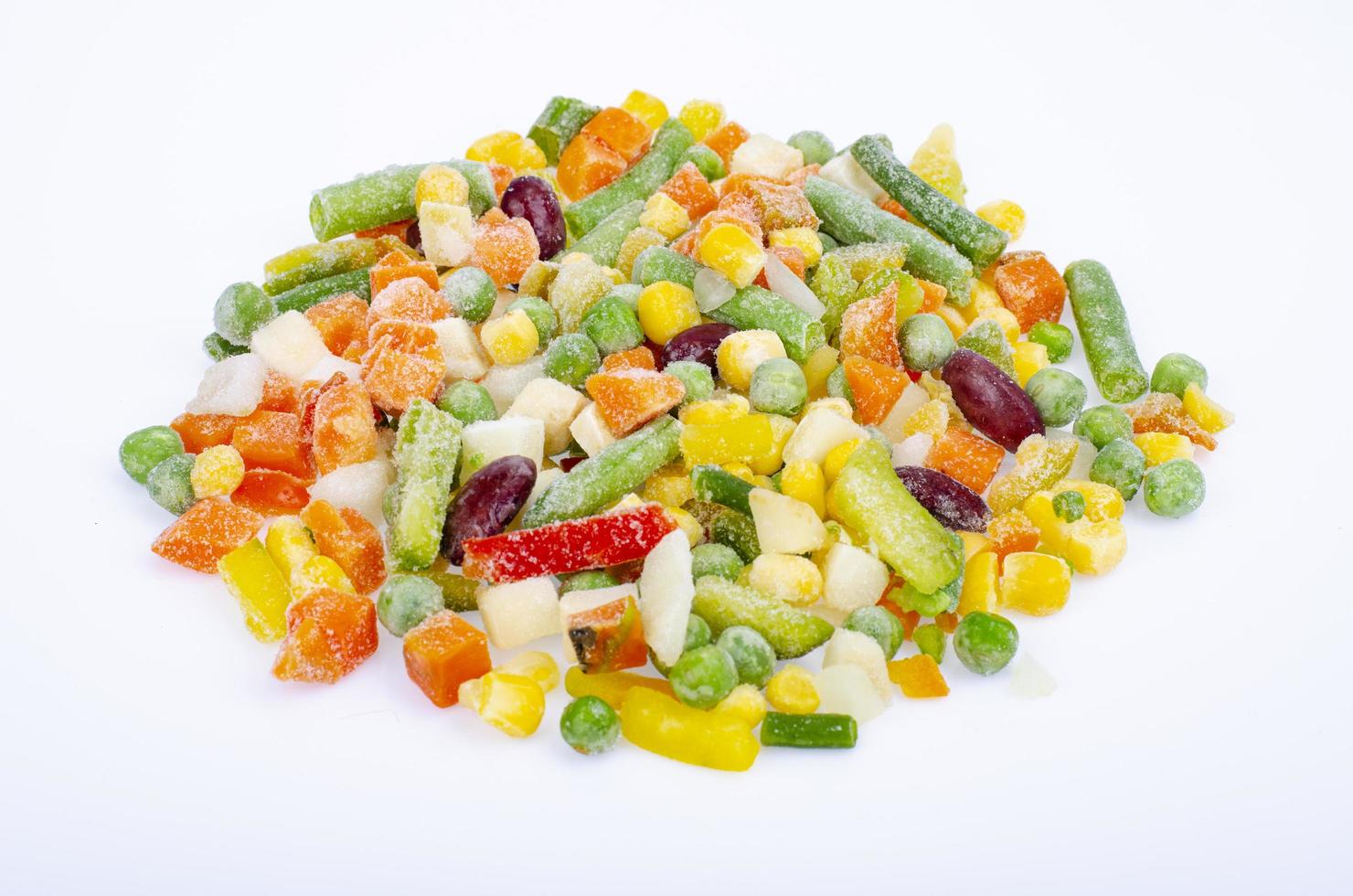 Mix of different frozen vegetables, healthy eating, vitamin preservation. Studio Photo