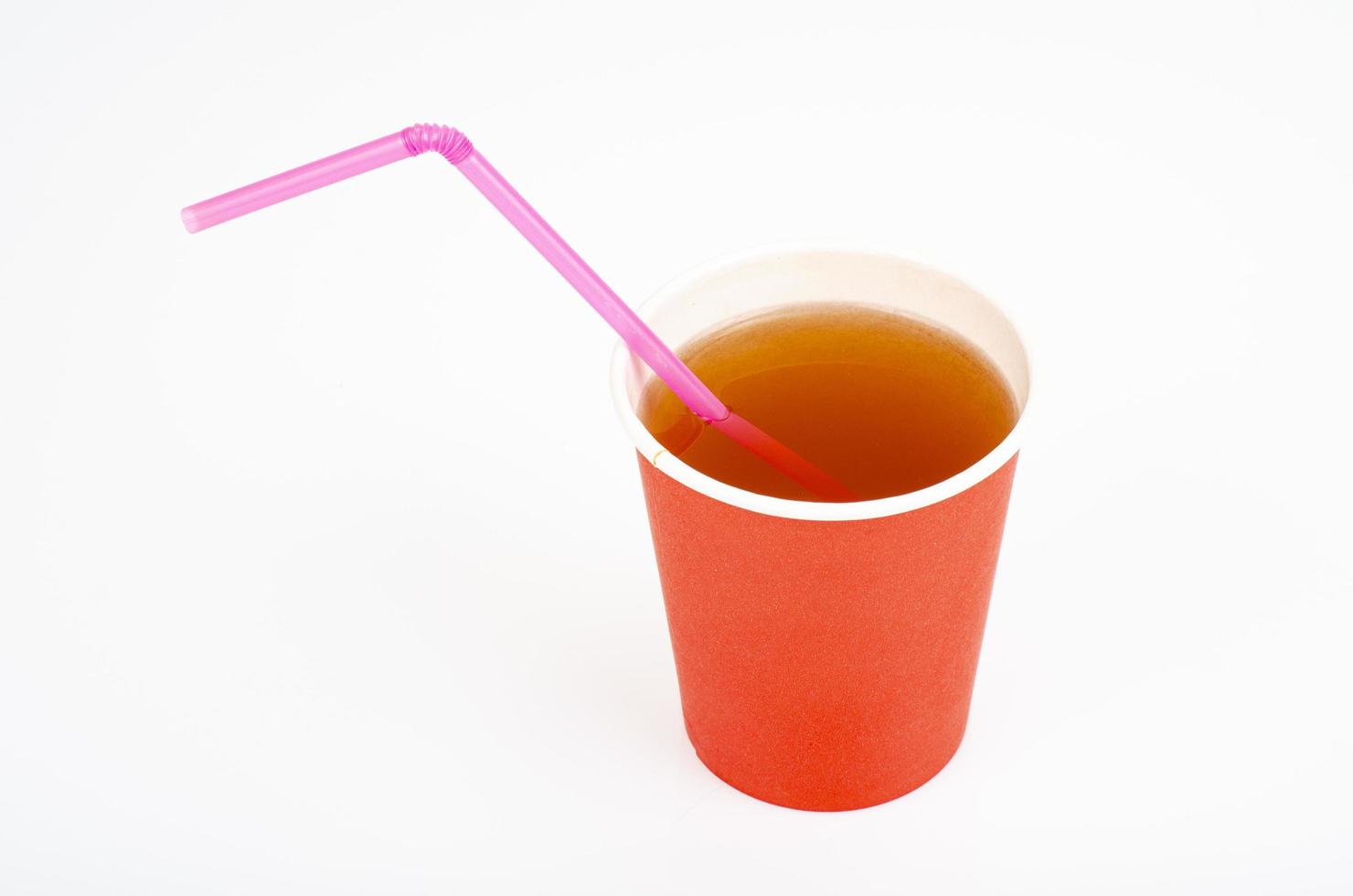 Red eco cardboard glass for drinks. Studio Photo. photo