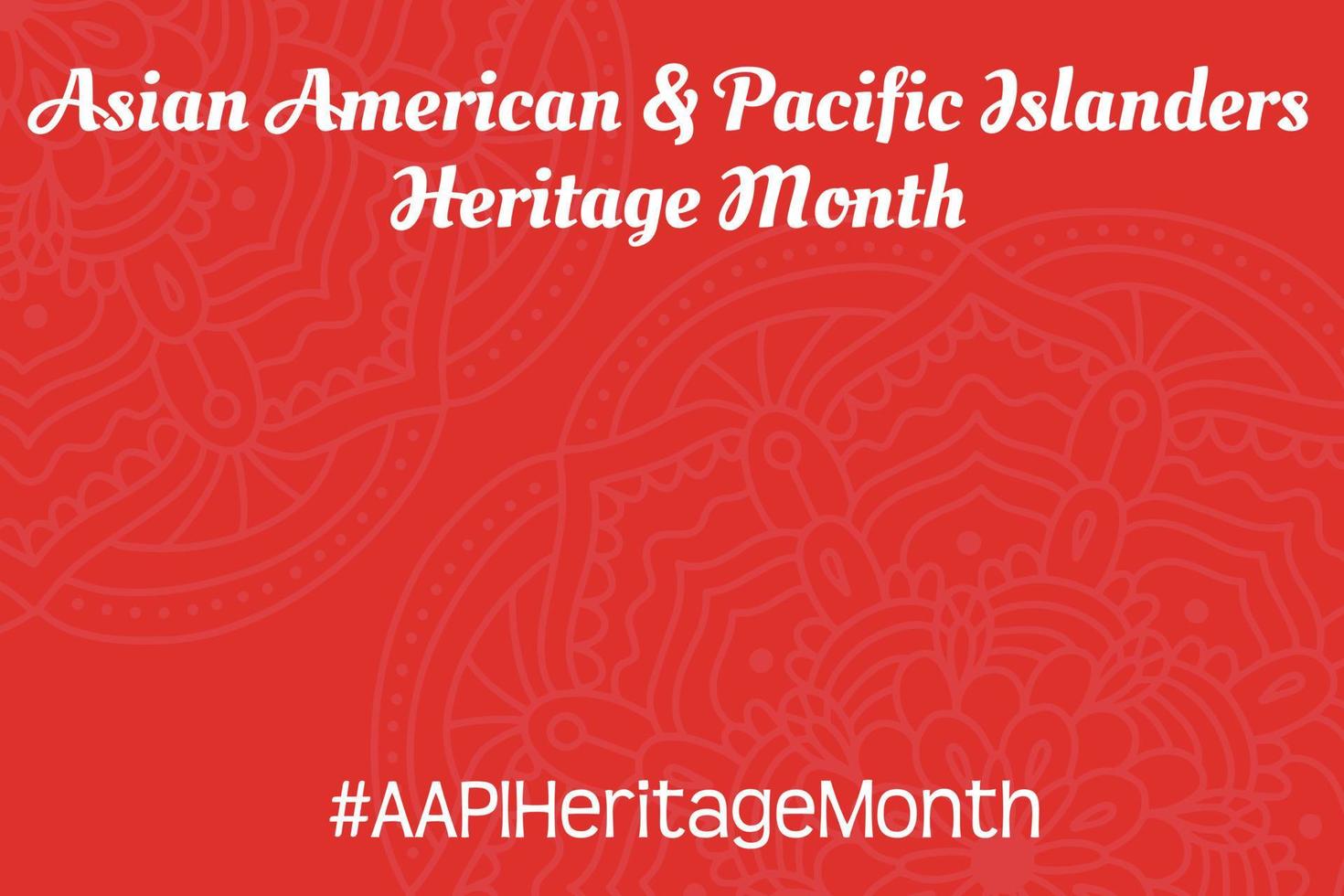 Asian American, Pacific Islanders Heritage month - celebration in USA. Vector banner with abstract oriental mandala symbol ornament on red background. Greeting card, banner AAPI, copy space