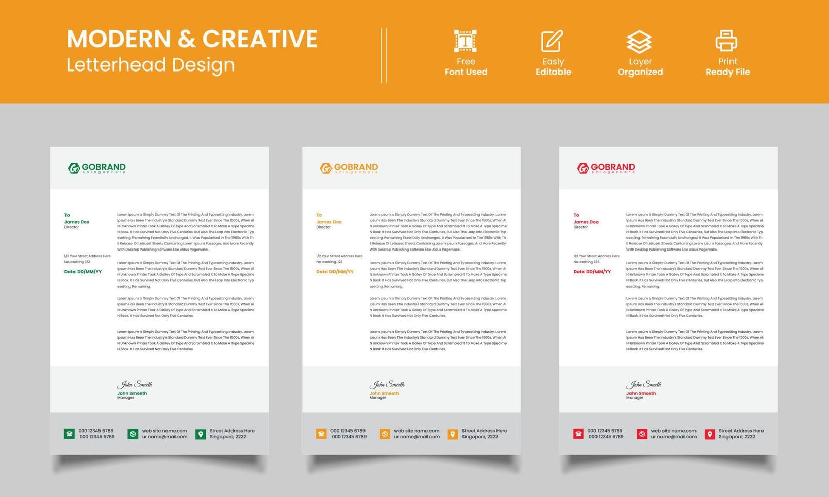 Corporate Letterhead, Modern Template Design vector