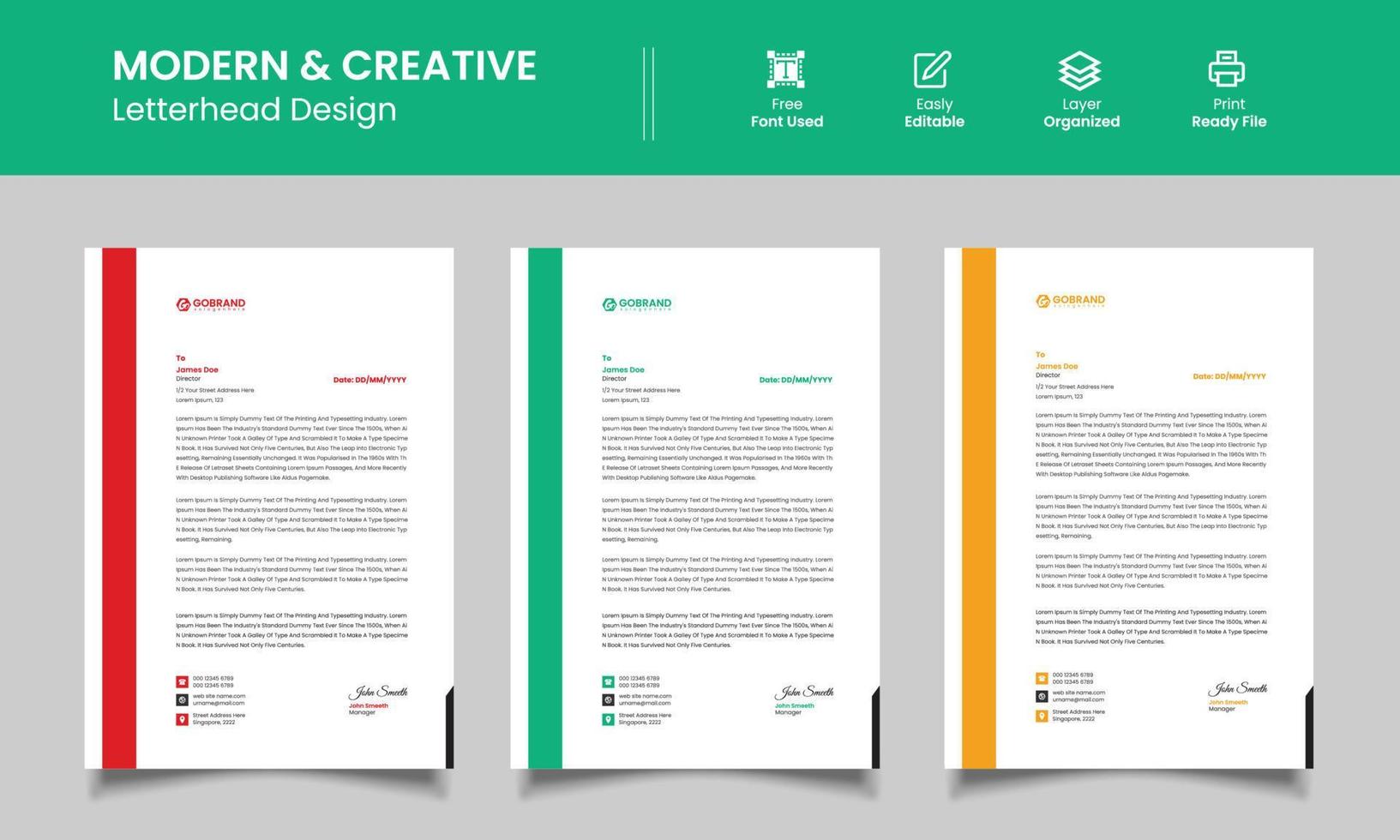 Modern Letterhead, Company Letterhead Template Design Whit Colorful Vector