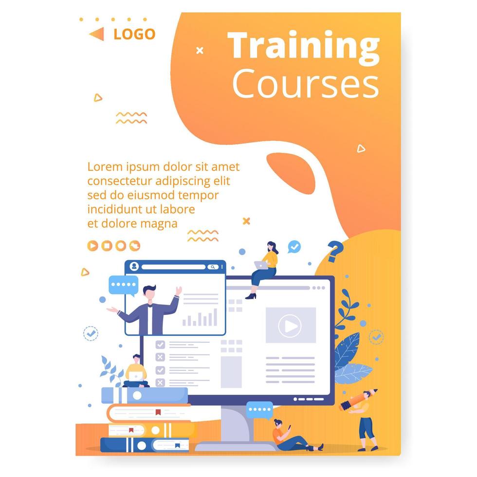 Business Online Training, Seminar or Courses Poster Template Flat Illustration Editable of Square Background for Social media or Greetings Card vector