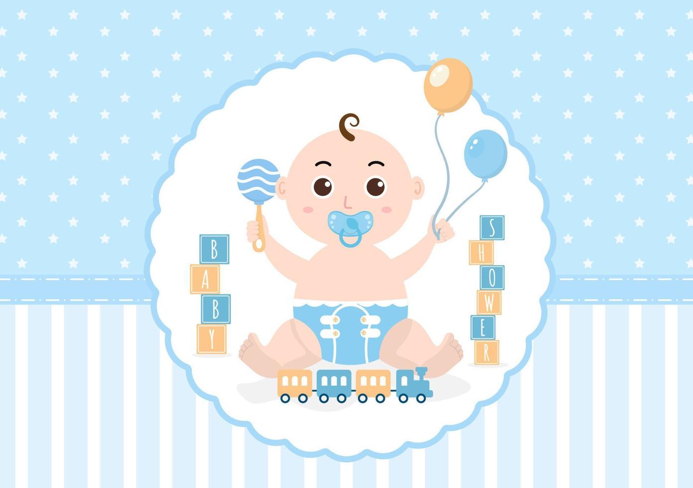 baby shower niño o niña con lindos juguetes y accesorios de diseño ilustración de fondo de bebés recién nacidos para invitaciones y tarjetas de felicitación vector