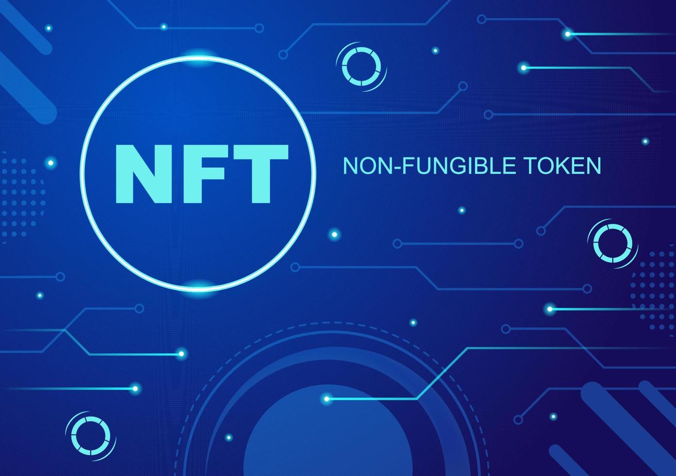 NFT Non Fungible Token Crypto Art of Converting Into Digital Network with Coin Servers for Banner or Poster in Flat Background Illustration vector