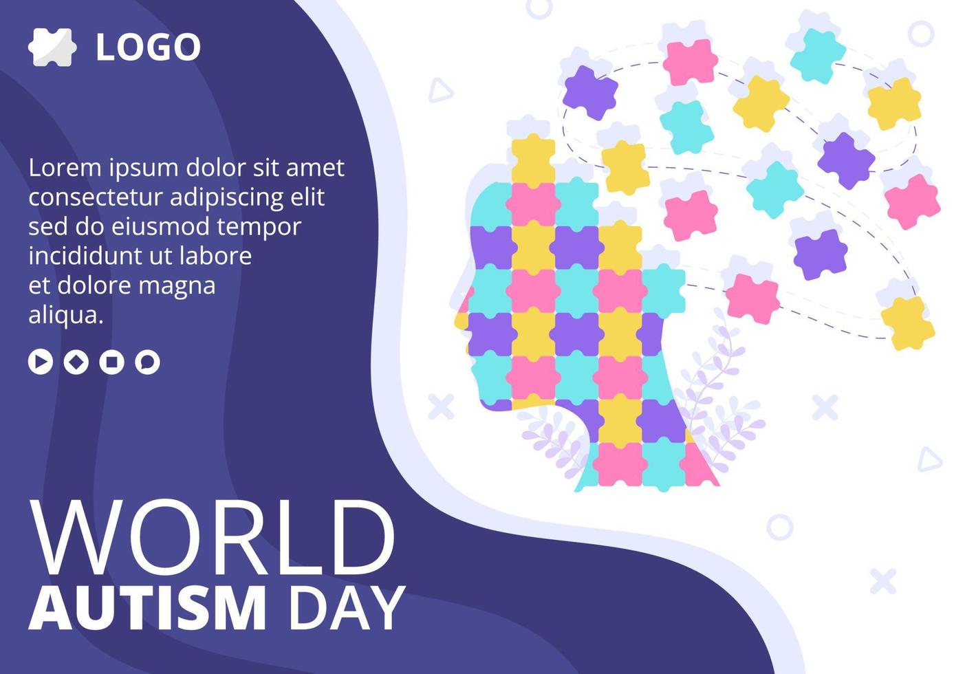 World Autism Awareness Day Brochure Template Flat Illustration Editable of Square Background Suitable for Social media or Greetings Card vector