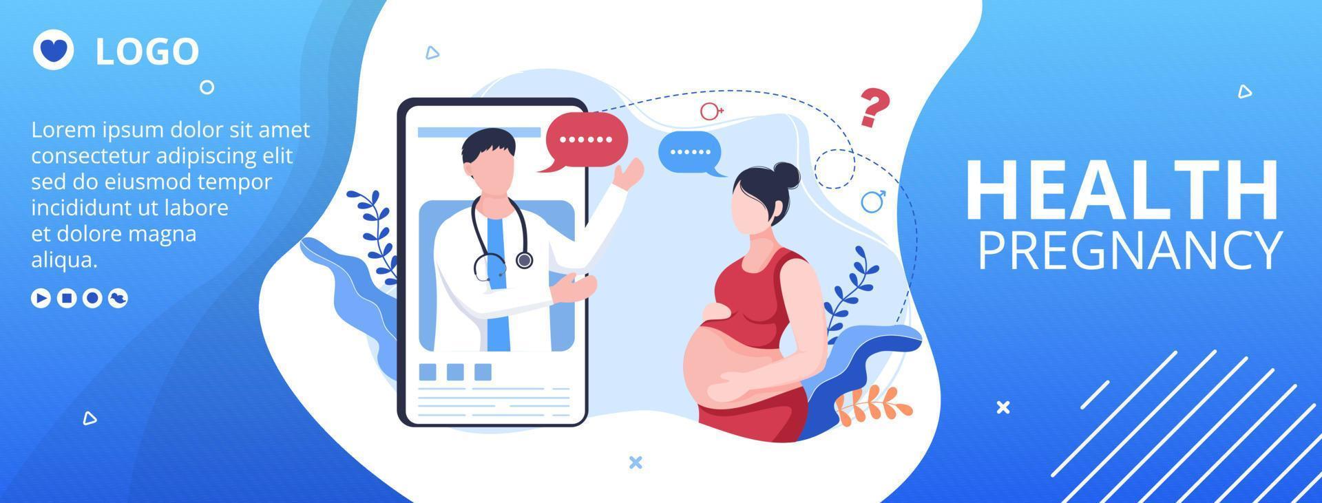 Pregnant Mother and Maternity Insurance Cover Health care Template Flat Illustration Editable of Square Background for Social media or Greetings Card vector