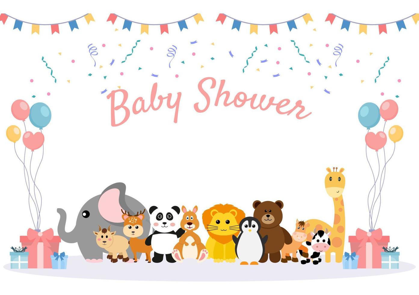 baby shower niño o niña con lindo diseño cigüeña, ilustración de fondo de nube para invitación y tarjeta de felicitación vector