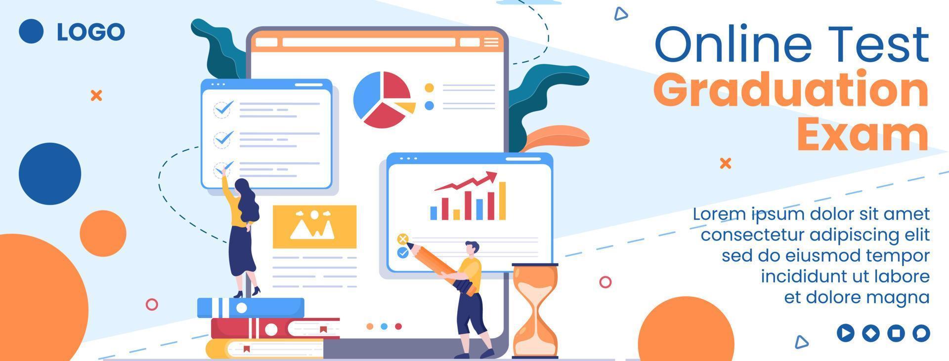 Online Testing Course Cover Template Flat Design Illustration Editable of Square Background for Social media, E-learning and Education Concept vector