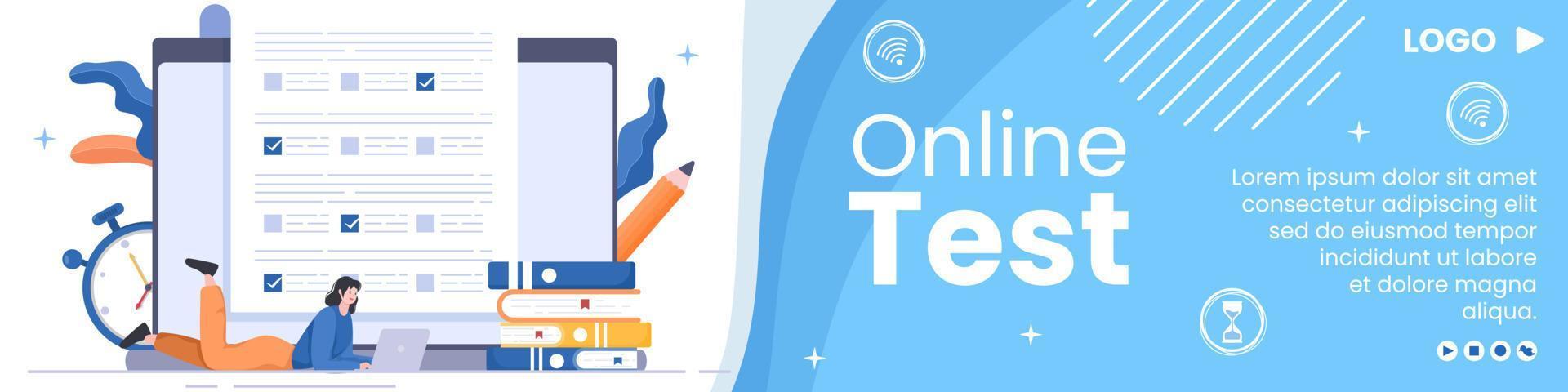 Online Testing Course Banner Template Flat Design Illustration Editable of Square Background for Social media, E-learning and Education Concept vector