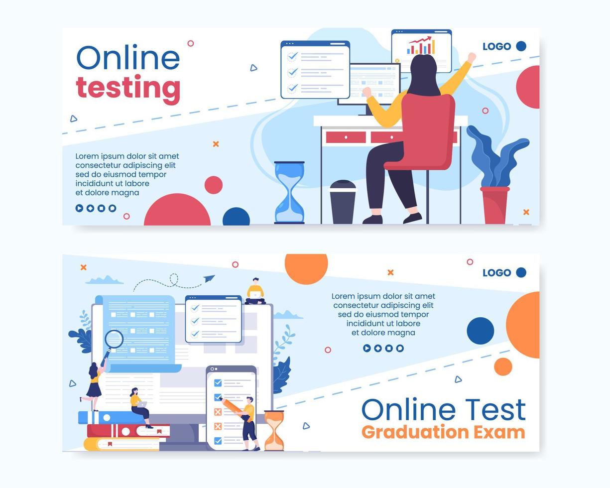 ilustración de diseño plano de plantilla de banner de curso de prueba en línea editable de fondo cuadrado para redes sociales, e-learning y concepto de educación vector