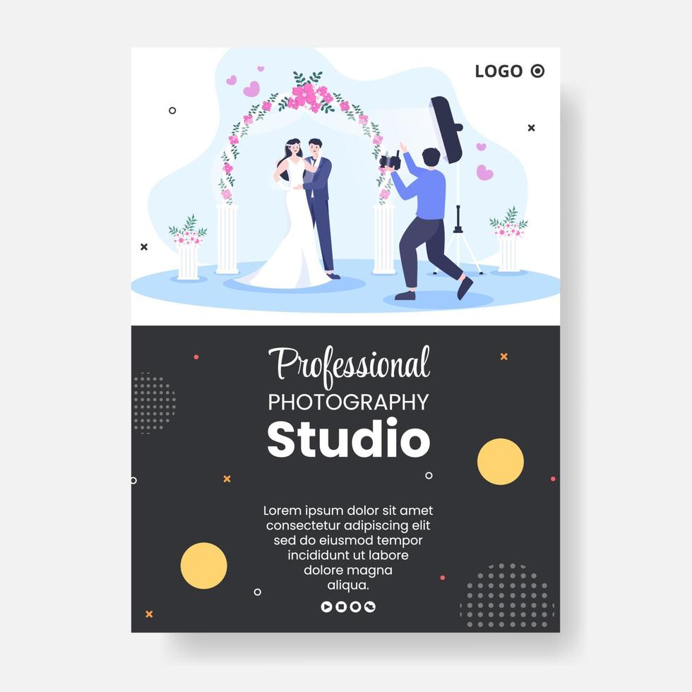 Photographer with Camera and Digital Film Equipment Poster Template Flat Illustration Editable of Square Background for Social Media or Web vector