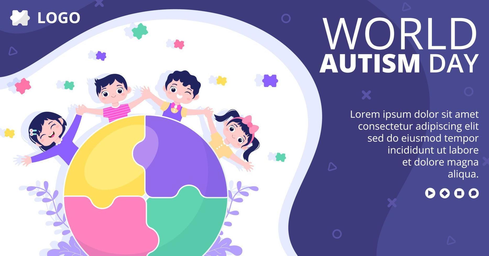 World Autism Awareness Day Post Template Flat Illustration Editable of Square Background Suitable for Social media or Greetings Card vector